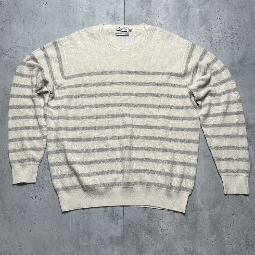 Peter Millar Crown Cool Crafted Sweater Mens XXL Stripe  Merino‎ Wool Linen